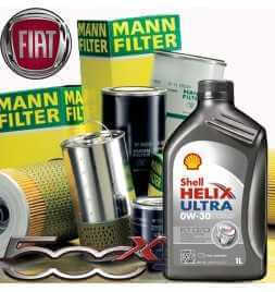 Kit tagliando olio motore 5lt Shell Helix Ultra ECT C2/C3 0W-30 + Filtri Mann Filter-Fiat 500 X 1.6 MultiJet CRD /14-