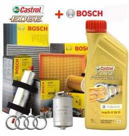 Comprar Kit de corte de aceite CASTROL EDGE 5W30 Professional Titanium ll03 FST 5LT + 4 filtros Bosch Audi A3 1.9 TDI  tienda...