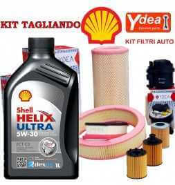Buy 5w30 Shell Helix Ultra Ect C3 engine oil change and 208 1.6 HDI FAP 82KW / 112CV filters auto parts shop online at best p...