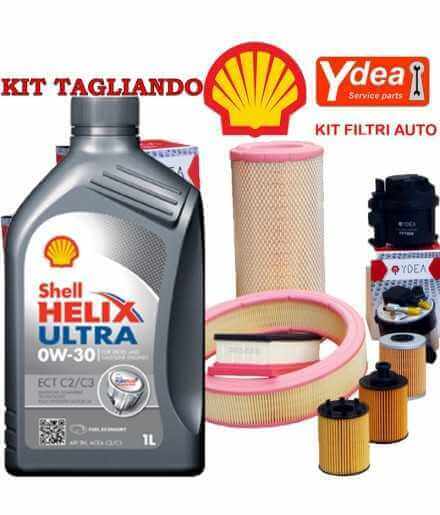Buy Engine oil change 0w-30 Shell Helix Ultra Ect C2 and Filtri 500 X 2.0 Multijet 103KW / 140CV (mot.-) auto parts shop onli...
