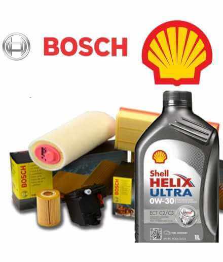 Buy Oil change 0w30 Shell Helix Ultra ECT C2 C3 and Filters Bosch 308 I 1.6 HDI FAP 68KW / 92CV (mot.DV6CTED) auto parts shop...