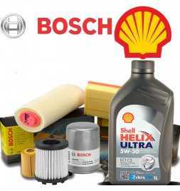 Comprar Cambio de aceite 5w30 filtros Shell Helix Ultra ECT C3 y Bosch YPSILON (843) 1.3 Multijet 55KW / 75CV (motor 199A9.00...