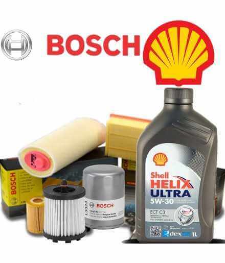 Cambio olio 5w30 Shell Helix Ultra ECT C3 e Filtri Bosch 207 1.4 HDI 50KW/68CV (mot.DV4C)