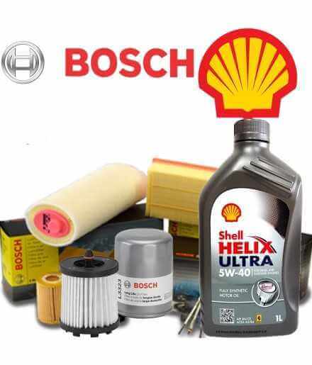 Achetez Vidange d'huile Shell Helix Ultra 5w40 et filtres Bosch GRANDE PUNTO (199) 1,3 MJ 55KW / 75HP (mot.199A2.000)  Magasi...
