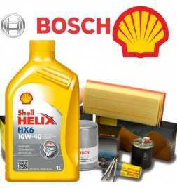 Buy Oil change 10w40 Helix HX6 and Bosch GRANDE PUNTO filters (199) 1.3 MJ 55KW / 75HP (mot.199A2.000) auto parts shop online...