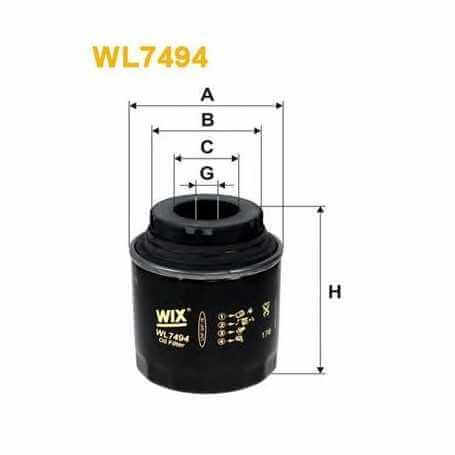 WIX FILTERS oil filter code WL7494