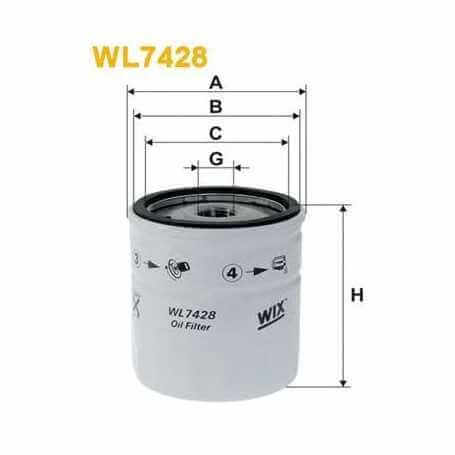 WIX FILTERS filtro de aceite código WL7428