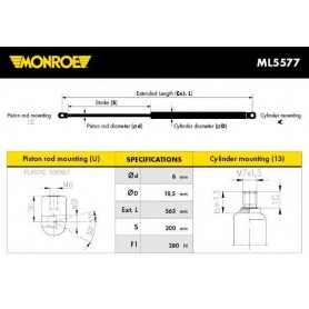 Pneumatischer Stoßdämpfer, MONROE Motorhaubencode ML5577