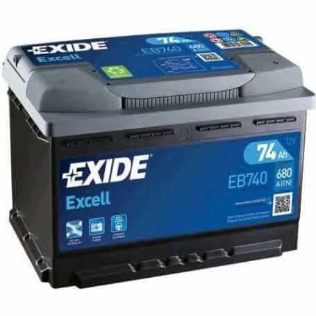 Batteria per auto Exide Excell EB740 74Ah spunto 680A POLO + POSITI