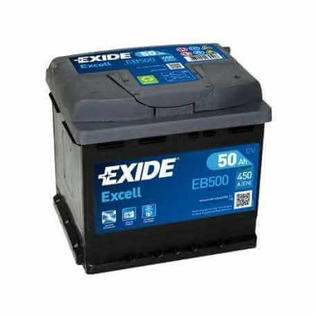 Car battery 50 AH POSITIVE A RIGHT 450A Exide Excell ORIGINAL EB500