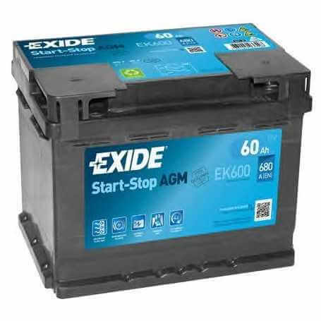 EXIDE starter battery code EK600