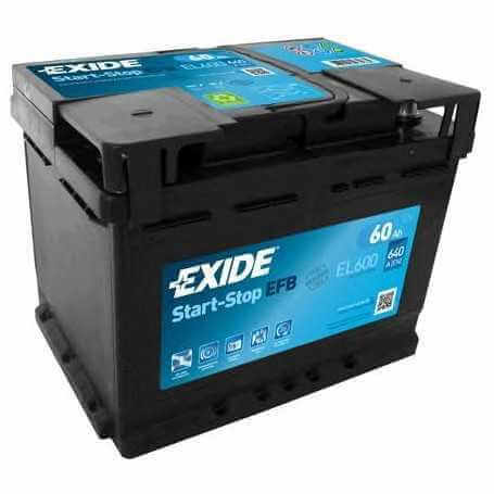 EXIDE starter battery code EL600