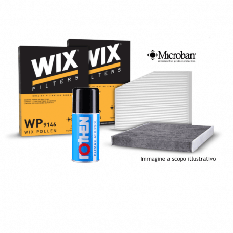 Higienización del aire acondicionado del automóvil 1 filtro de cabina WIX FILTERS WP9250 y 1 desinfectante Rothen Spray Climax A