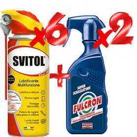 6 x Svitol Spray Cylinders Multipurpose Blossoming Cylinders Antioxidant Lubricant 500ml + 2 Fulcron Concentrated Degreaser Fulc