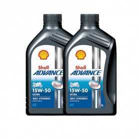 Achetez Offre Shell Advance 4T Ultra 15W50 SMMA2 - 100% synthétique - 2 boîtes de 1 lT.  Magasin de pièces automobiles online...