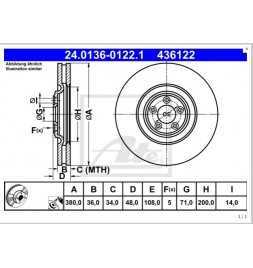 Buy ATE Brake Disc 24.0136-0122.1 auto parts shop online at best price