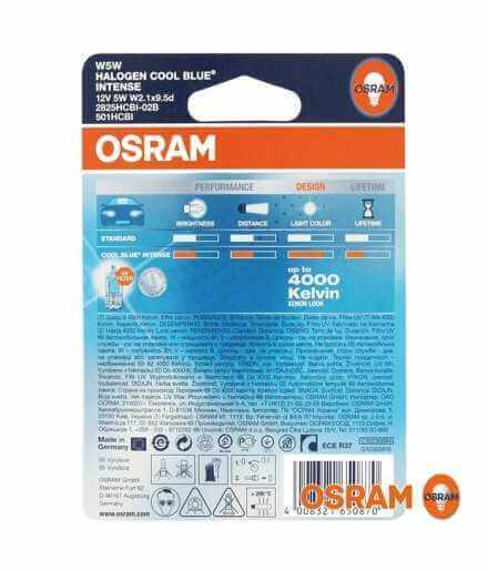 Comprar OSRAM COOL BLUE INTENSE W5W Luces de posición halógenas, luces de matrícula, luces de potencia 2825CBI-02B  tienda on...