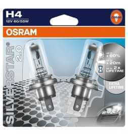 OSRAM SILVERSTAR 2.0 H4 Lampada alogena per proiettori 64210SV2-02B +60% di luce in più in Blister doppio