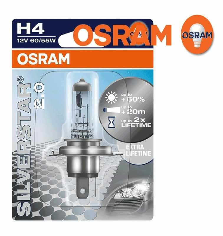 OSRAM SILVERSTAR 2.0 H4 Lampada alogena per proiettori 64193SV2-01B