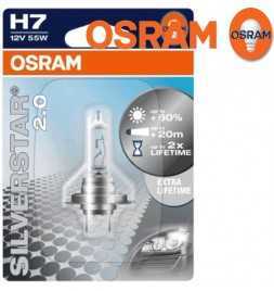 OSRAM SILVERSTAR 2.0 H7 Lampada alogena per proiettori 64210SV2-HCB +60% mehr Licht