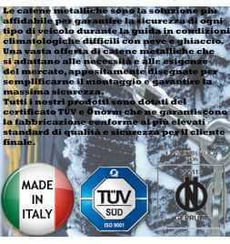 Catene da Neve Seven Parts 7 - 9MM Omologate Onorm - Misura Pollici 12- 13 - 14 - 15 - Made in Italy - MISURE PNEUMATICI 30