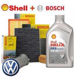 Kaufen Ölschneideset SHELL HELIX 5W40 5LT 4 BOSCH FILTER VW POLO 1.4 TDI 9N 59 KW Autoteile online kaufen zum besten Preis