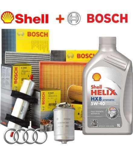 Kit tagliando olio SHELL HELIX HX8 5W40 5LT 4 FILTRI BOSCH AUDI A4 B7 2.0 BLB