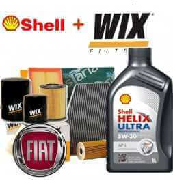 Comprar Kit de corte de aceite SHELL HELIX 5W30 4LT + 4 FILTROS FIAT PUNTO EVO 1.3 MJET 70 KW  tienda online de autopartes al...