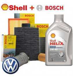 Comprar Kit de corte de aceite SHELL HELIX HX8 5W40 5LT 4 FILTROS BOSCH VW GOLF 6 VI 2.0 TDI  tienda online de autopartes al ...