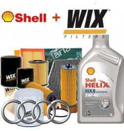 Comprar Kit de corte de aceite SHELL HELIX HX8 5W40 5LT 4 FILTROS WIX AUDI A4 1.9 TDI 74 KW  tienda online de autopartes al m...