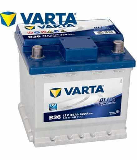 Autobatterie VARTA B36 12 V 44 AH 420A DE Blau Dynamisch - Positives rechtes Cubetto-Modell