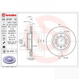 Brembo 09.9167.11 - Front brake disc with UV painting - Set of 2 discs