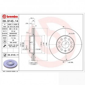 Brembo 09.9145.11 - Front brake disc with UV painting - Set of 2 discs