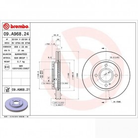 Brembo 09.A968.24 - Front Brake Disc - Set of 2 discs