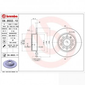 Brembo 08.9502.11 - Rear brake disc with UV painting - Set of 2 discs