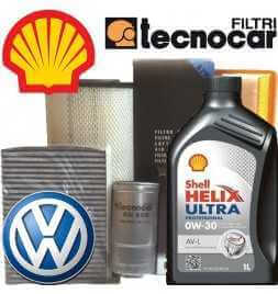 Kit Tagliando 5Lt Shell Helix Ultra AV-L 0W30 + Fitri VW POLO V serie1.2
