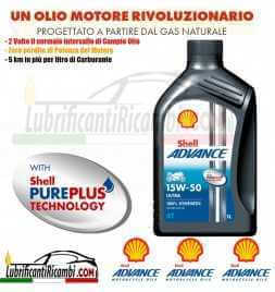 Shell Advance 4T Ultra 15W50 SMMA2 - 100% Sintetico - Nuova Formula PurePlus Latta da 1 litro