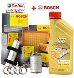 Kit tagliando 4 FILTRI Bosch + 5Lt olio Castrol Professional LongLife III 5W30 per Audi A3 1.9 TDI dal 1996 al 2003 96 Kw