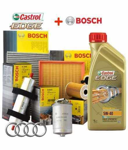 Buy Oil cutting kit CASTROL EDGE 5W40 5LT 4 BOSCH FILTERS AUDI A4 1.9 TDI B6 85 KW auto parts shop online at best price
